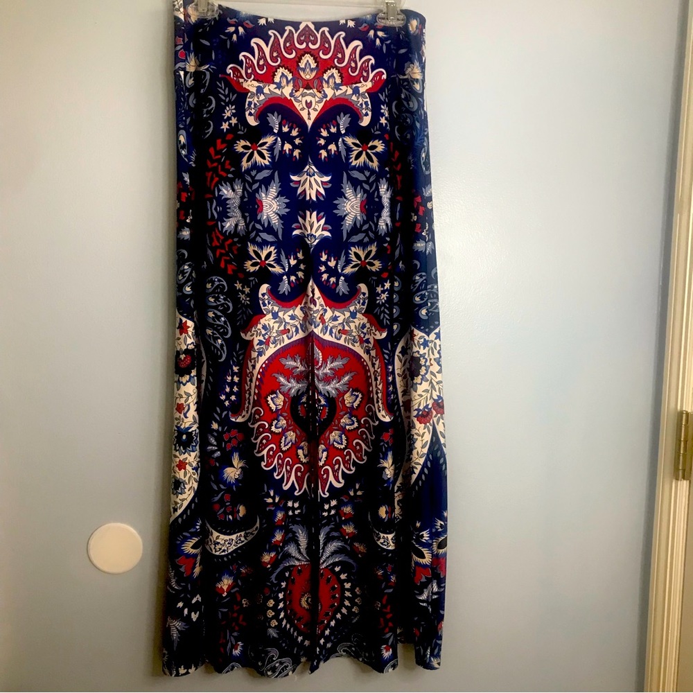 Venus Womens Fashion Boho Bohemian Colorful Floral Slit Maxi Skirt SZ S